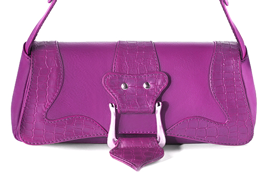 Dress small handbag in mauve purple leather - Profile view